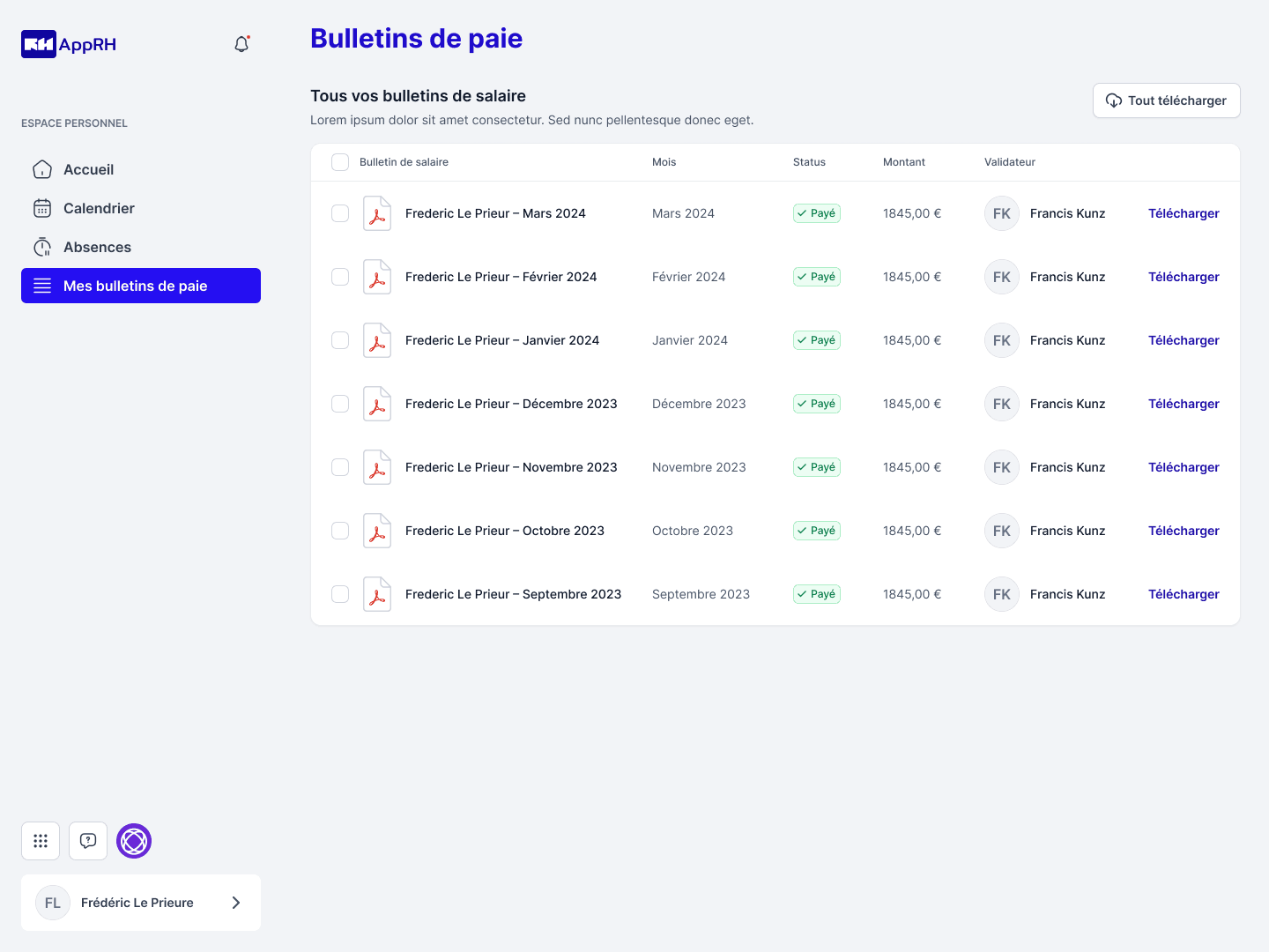 SAL 03 Dashboard Bulletin de paie